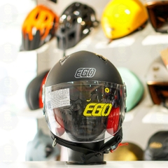 Mũ 3/4 EGO E41 Đen Nhám 2 Kính FREESHIP