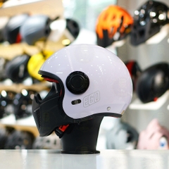 Combo Mũ EGO E5 Trắng Bóng - Mặt Nạ - Kính Màu - Freeship