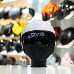 Combo Mũ EGO E5 Trắng Bóng - Mặt Nạ - Kính Màu - Freeship