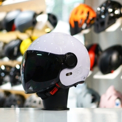 Combo Mũ EGO E5 Trắng Bóng - Mặt Nạ - Kính Màu - Freeship