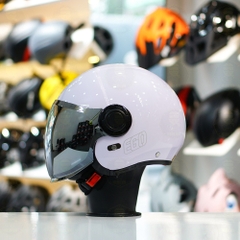 Combo Mũ EGO E5 Trắng Bóng - Mặt Nạ - Kính Màu - Freeship