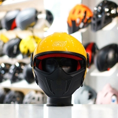 Combo Mũ EGO E5 Vàng Bóng - Mặt Nạ - Kính Màu - Freeship