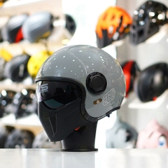 Mũ 3/4 EGO E5 Xám Xi Măng Bóng FREESHIP