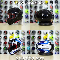 Tem Decal Shoei Brink Trắng Xanh Cho Nón Fullface - Không Nón - FREESHIP