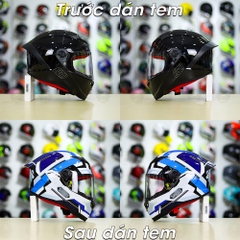 Tem Decal Shoei Brink Trắng Xanh Cho Nón Fullface - Không Nón - FREESHIP
