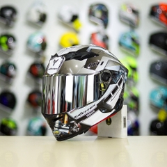 Mũ Fullface EGO E7 Xám Cam Nhám + Dán Tem Decal Yamaha EXCITER Xám FREESHIP