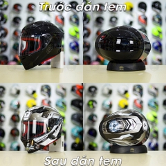 Tem Decal Yamaha Exciter Xám Đen Cho Nón Fullface - Không Nón - FREESHIP