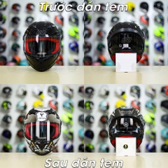 Tem Decal Yamaha Exciter Xám Đen Cho Nón Fullface - Không Nón - FREESHIP