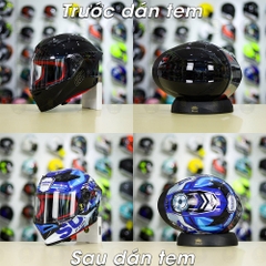 Tem Decal SUZUKI ECSTAR Xanh Xám Bạc Cho Nón Fullface - Không Nón - FREESHIP