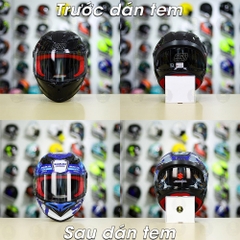 Tem Decal SUZUKI ECSTAR Xanh Xám Bạc Cho Nón Fullface - Không Nón - FREESHIP