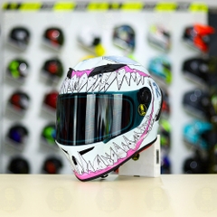 Mũ Fullface EGO E7 Trắng Bóng + Dán Tem Decal Venom V2 Hồng FREESHIP