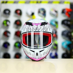 Mũ Fullface EGO E7 Trắng Bóng + Dán Tem Decal Venom V2 Hồng FREESHIP