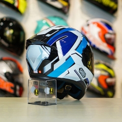 Mũ Royal M138b Đen Bóng + Tặng Dán Tem Decal Shoei BRINK Trắng Xanh FREESHIP