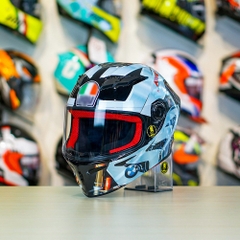 Mũ Fullface EGO E7 Xám Cam Nhám + Dán Tem Decal BMW Bạc FREESHIP