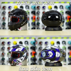 Tem Decal BMW Trắng Xanh Cho LS2 FF353 - Không Nón - FREESHIP