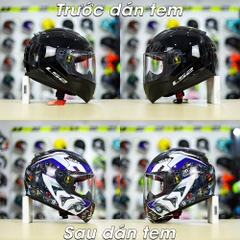 Tem Decal BMW Trắng Xanh Cho LS2 FF353 - Không Nón - FREESHIP