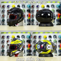 Tem Decal Yamaha Exciter Đen Vàng Cho LS2 FF353 - Không Nón - FREESHIP