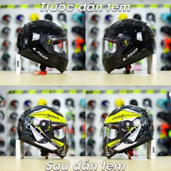 Tem Decal Yamaha Exciter Đen Vàng Cho LS2 FF353 - Không Nón - FREESHIP