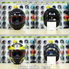 Tem Decal Yamaha Exciter Đen Vàng Cho LS2 FF353 - Không Nón - FREESHIP