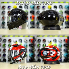 Tem Decal Yamaha Exciter Đỏ Cho Nón Fullface - Không Nón - FREESHIP