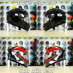 Tem Decal Yamaha Exciter Đỏ Cho Nón Fullface - Không Nón - FREESHIP