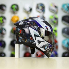 Mũ Royal M138b Đen Bóng + Tặng Dán Tem Decal BMW Trắng Xanh FREESHIP