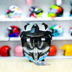 Mũ Fullface Yohe 890 NAVI T9 Xanh Xám Bóng FREESHIP
