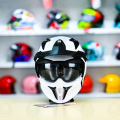 Mũ Fullface Yohe 890 NAVI Trắng  Bóng FREESHIP
