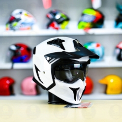 Mũ Fullface Yohe 890 NAVI Trắng  Bóng FREESHIP