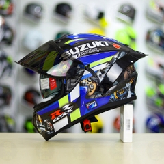 Full Combo Mũ EGO E81 Tem Decal SUZUKI GSX Xanh Vàng FREESHIP