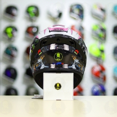 Mũ Fullface EGO E81 Trắng Bóng + Tem  BMW Trắng Hồng FREESHIP