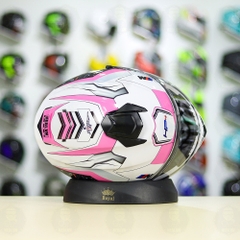 Mũ Fullface EGO E81 Trắng Bóng + Dán Tem Decal BMW HP4 Trắng Hồng FREESHIP