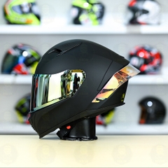 Mũ Fullface Yohe 985 Đen Nhám FREESHIP + Đuôi gió GPRR + Kính Gương gold