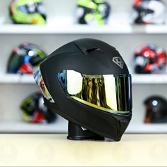 Mũ Fullface Yohe 985 Đen Nhám FREESHIP + Đuôi gió GPRR + Kính Gương gold