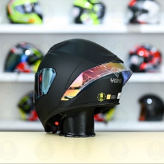 Mũ Fullface Yohe 985 Đen Nhám FREESHIP + Đuôi gió GPRR + Kính Gương gold