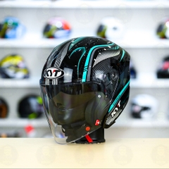 Mũ 3/4 2 kính KYT NFJ Aqua Blue - Freeship