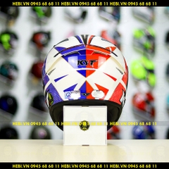 Mũ Fullface KYT TT Course GRAND PRIX Trắng Đỏ Xanh FREESHIP