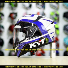 Mũ Fullface KYT TT Course GRAND PRIX Trắng Đỏ Xanh FREESHIP