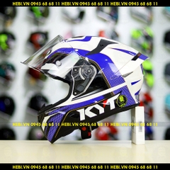 Mũ Fullface KYT TT Course GRAND PRIX Trắng Đỏ Xanh FREESHIP
