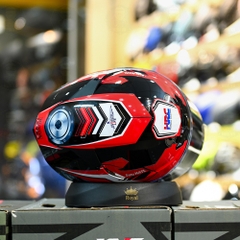 Mũ Fullface KYT TT Course Đen Bóng Dán Tem Sonic Đỏ