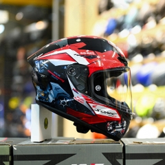 Mũ Fullface KYT TT Course Đen Bóng Dán Tem Sonic Đỏ