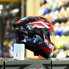 Mũ Fullface KYT TT Course Đen Bóng Dán Tem Sonic Đỏ