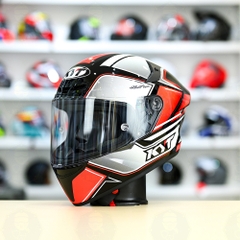 Mũ Fullface KYT TT Course Tourist Xám Đỏ Bóng FREESHIP