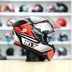 Mũ Fullface KYT TT Course Tourist Xám Đỏ Bóng FREESHIP