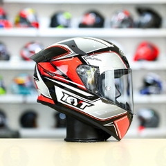 Mũ Fullface KYT TT Course Tourist Xám Đỏ Bóng FREESHIP