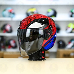 Nón 3/4 2 kính KYT VENOM SIPDERMAN RED/BLUE - FREESHIP