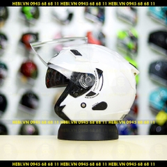 Nón 3/4 2 kính KYT VENOM White Gloss - FREESHIP
