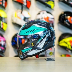 Mũ LS2 FF353 Đen Bóng + Dán Tem Decal Yamaha EXCITER Xanh Ngọc FREESHIP