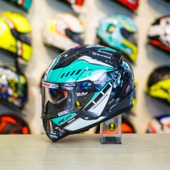 Mũ LS2 FF353 Đen Bóng + Dán Tem Decal Yamaha R15 Xanh Ngọc Bích FREESHIP