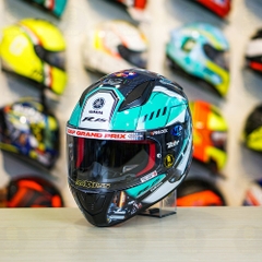 Mũ LS2 FF353 Đen Bóng + Dán Tem Decal Yamaha R15 Xanh Ngọc Bích FREESHIP